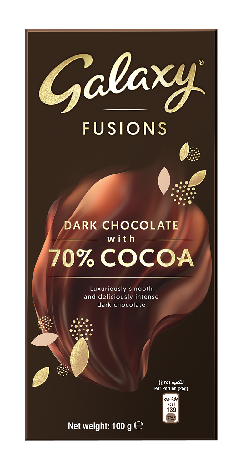 Galaxy Fusion Dark Chocolate Bar 70% Cocoa 100g